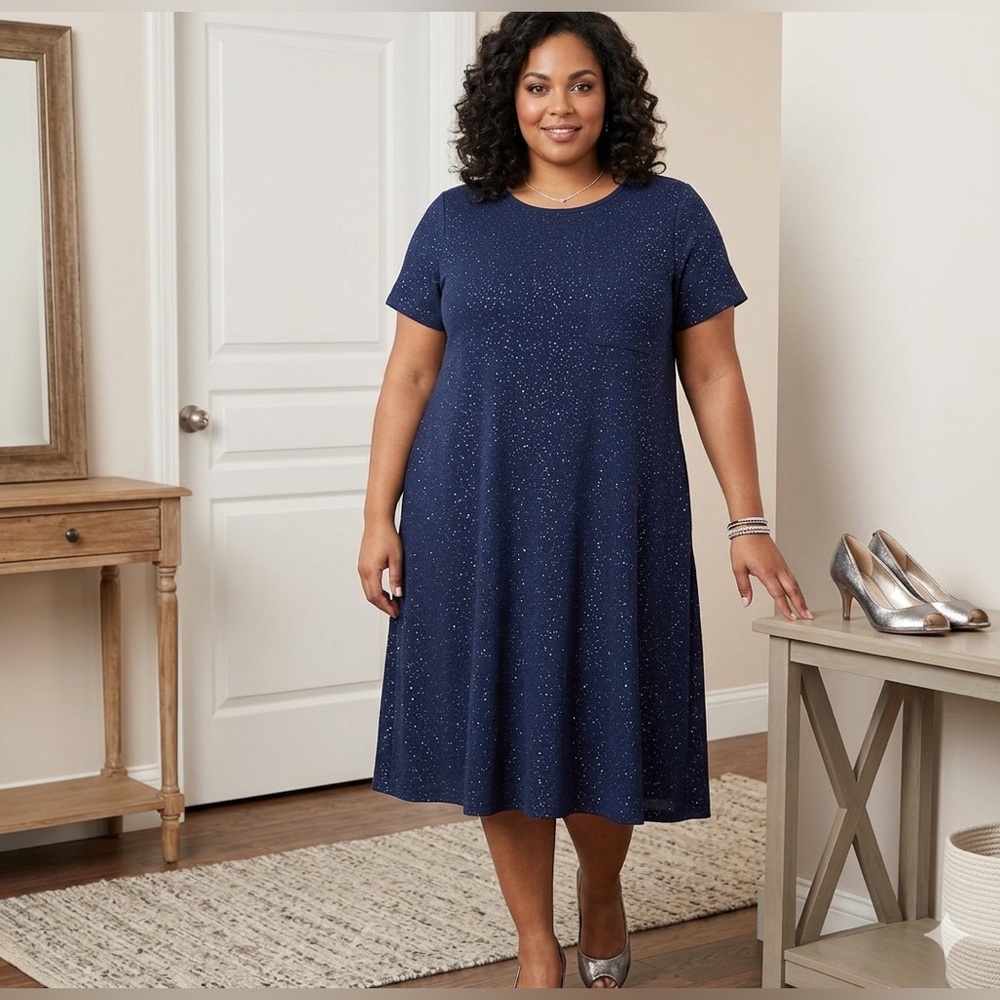 LuLaRoe Sparkling Midnight Blue High Low Dress